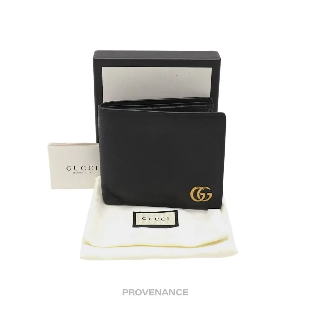 🔴 Gucci GG Marmont Bifold Wallet - Black Leather